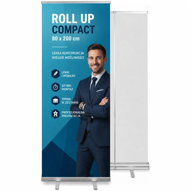 Roll Up Compact 80x200 cm – mobilny system reklamowy na targi i eventy